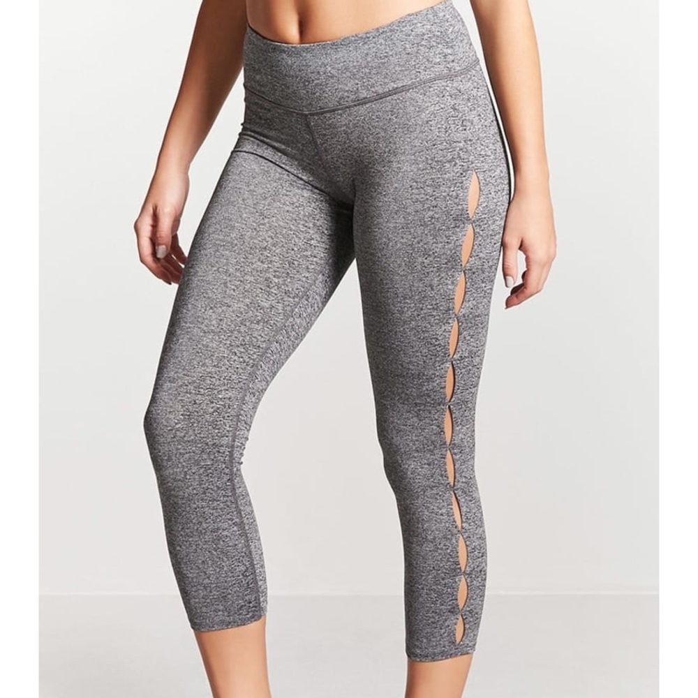 Grey Active Capri Leggings w Cutouts